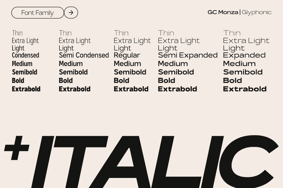GC Monza - Modern Condensed Sans Serif Family