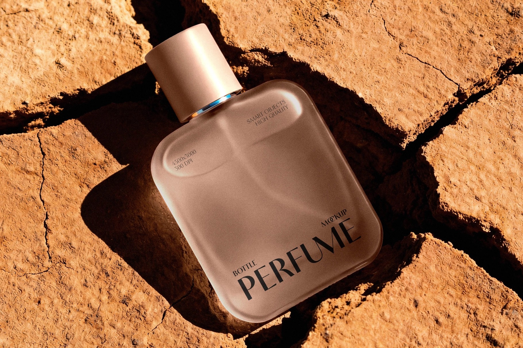 Glass Perfume Bottle Mockup In Sand