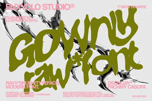 Gowny - Raw Brush Font