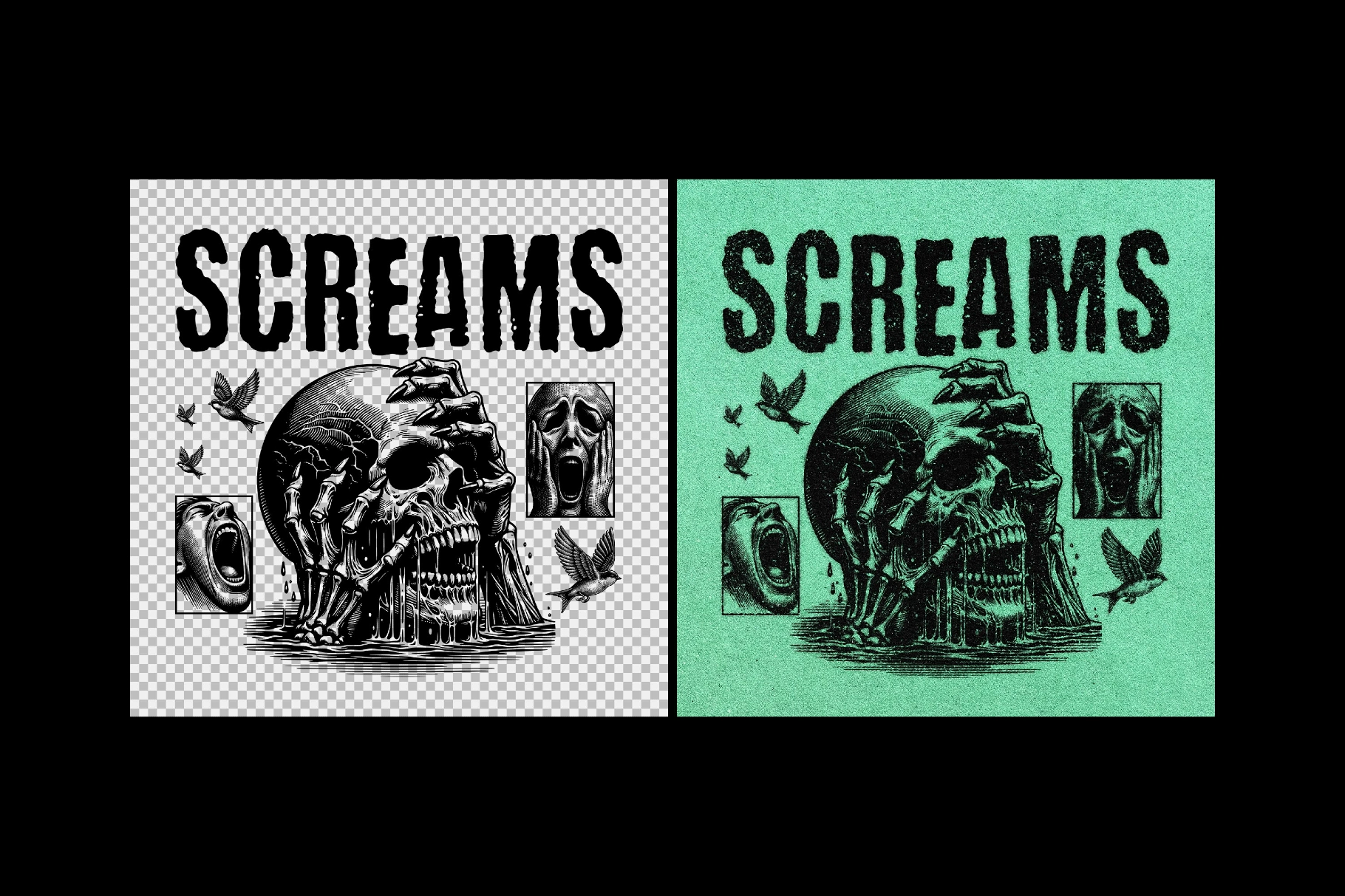 Green Grunge Paper Print Effect