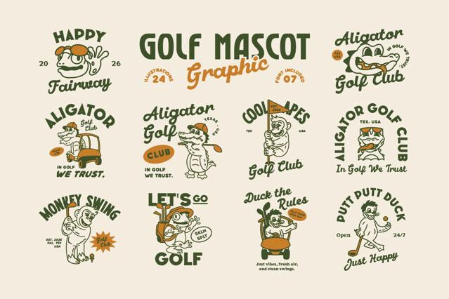 Golf Mascot Illustration Pack