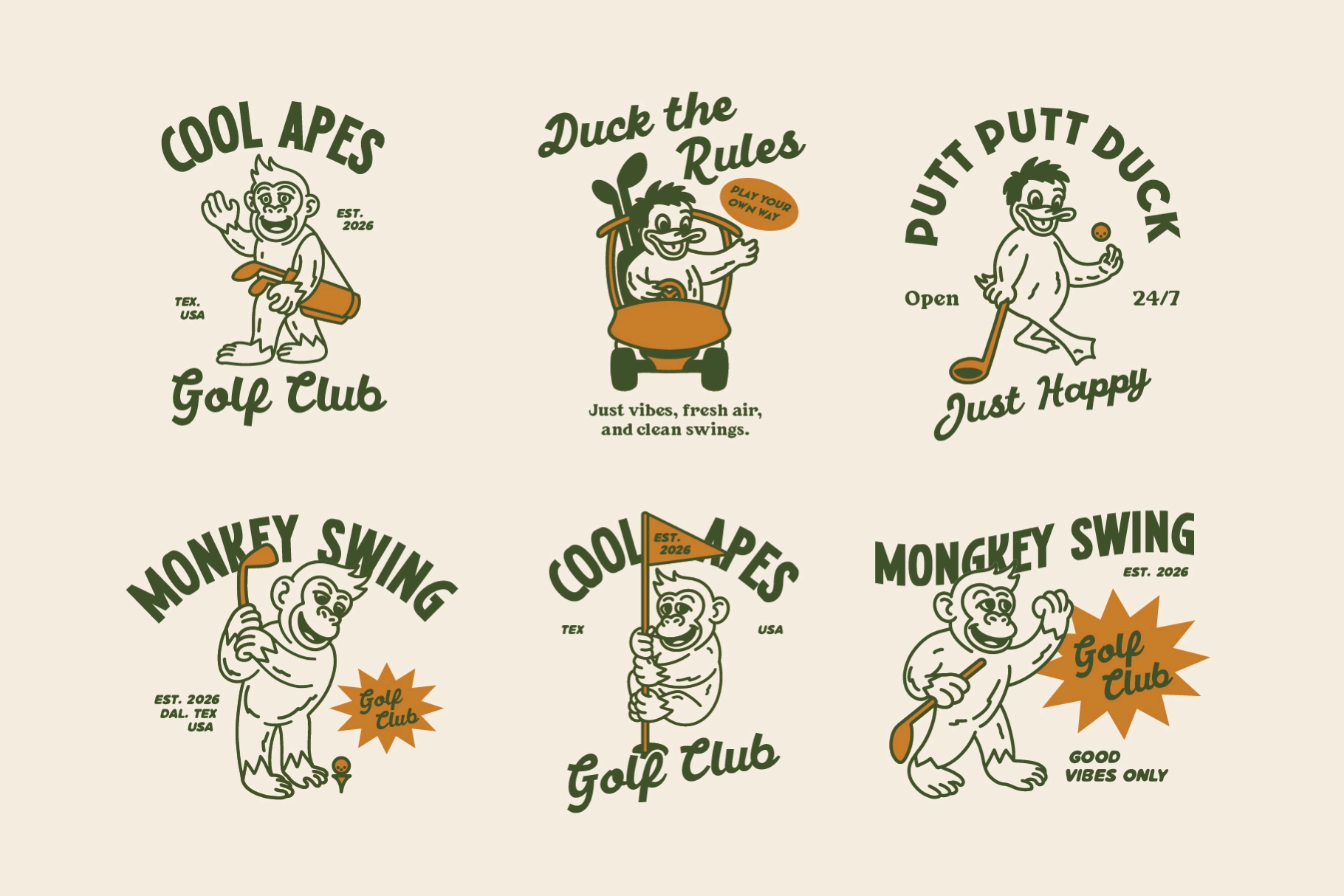 Golf Mascot Illustration Pack