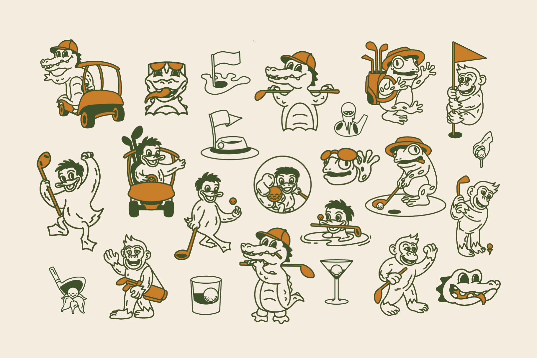 Golf Mascot Illustration Pack
