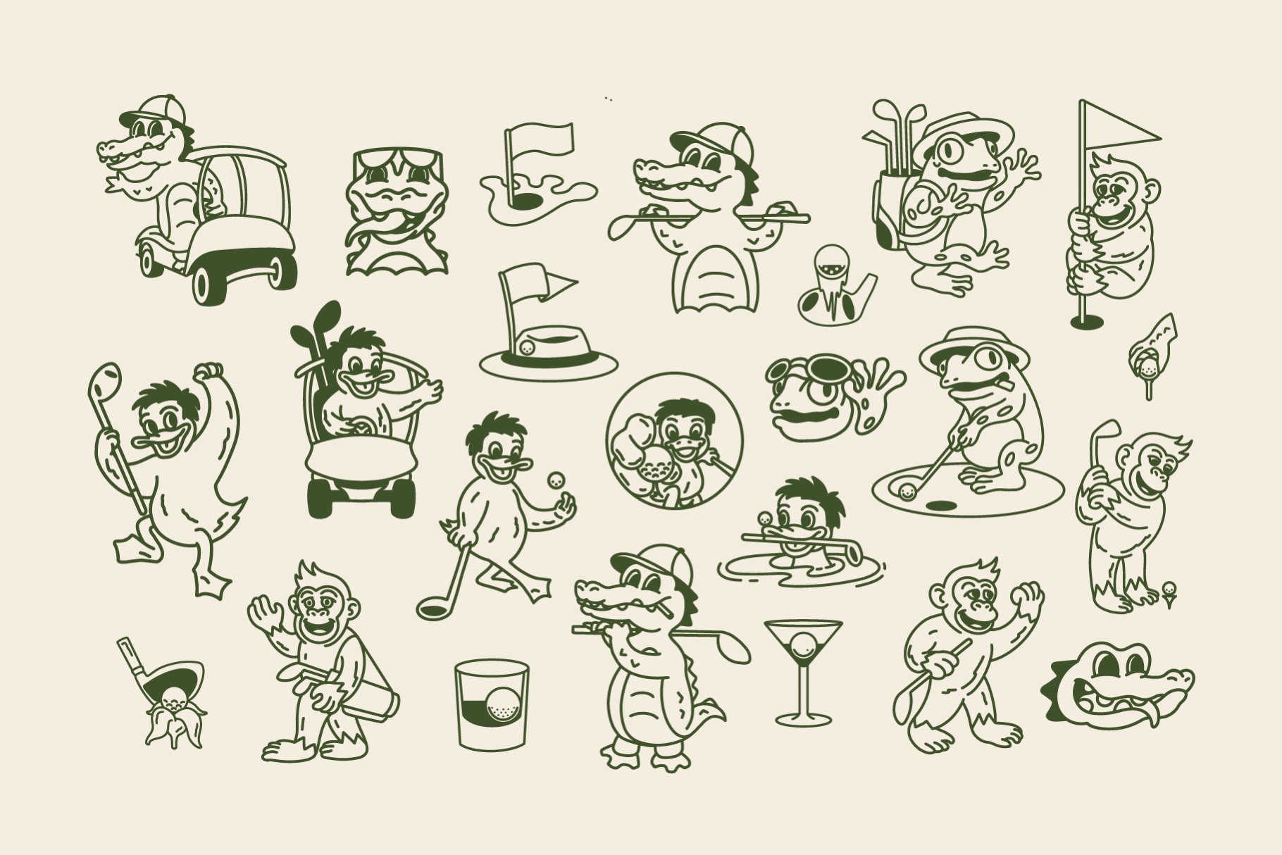 Golf Mascot Illustration Pack