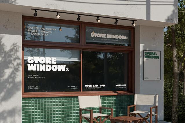 Shopfront Window Glass Sign Mockup