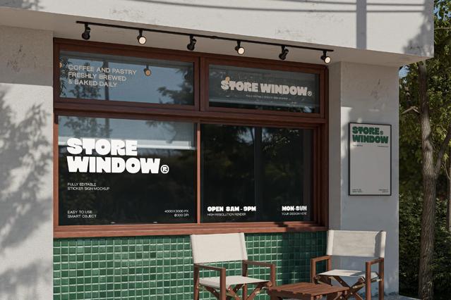 Shopfront Window Glass Sign Mockup