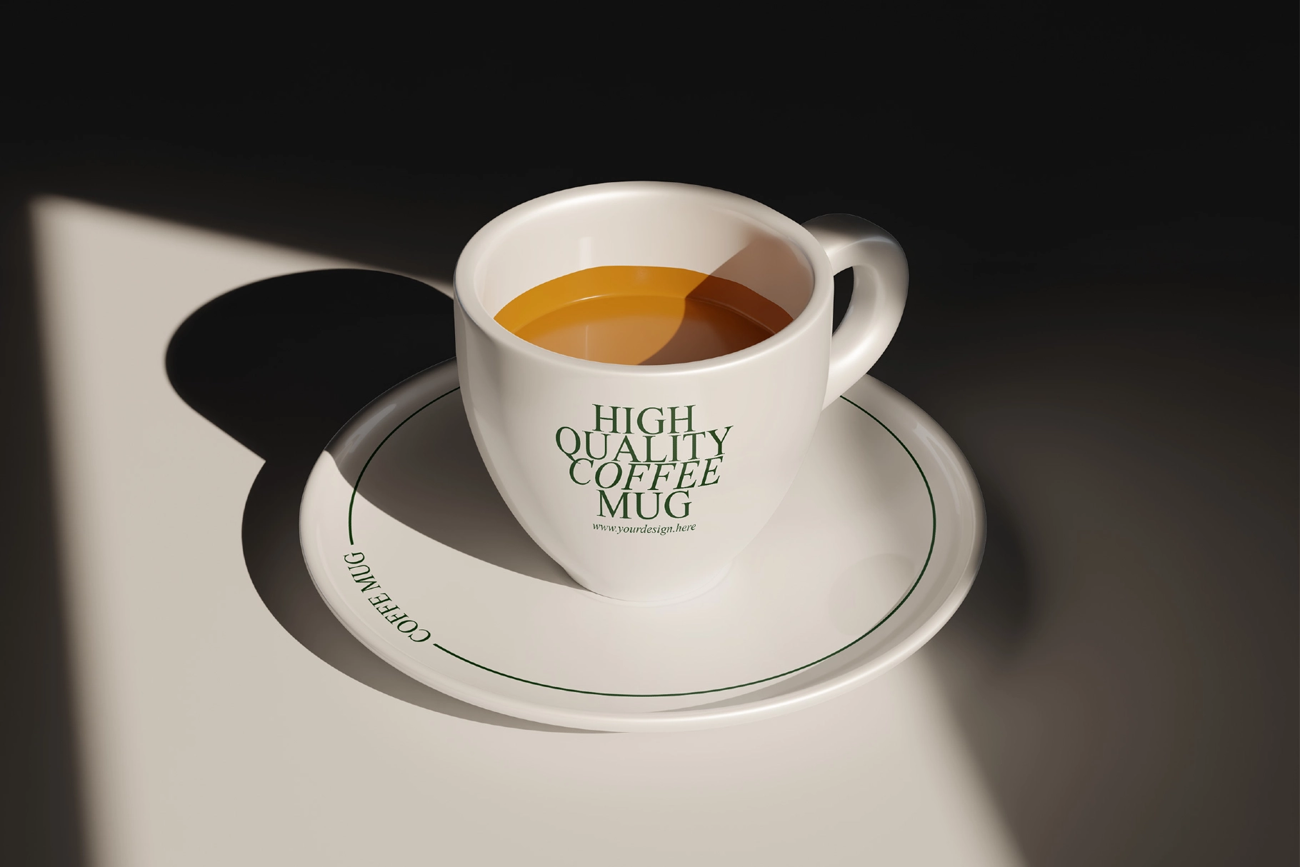 Ceramic Coffee Mug and Plate Branding Mockup