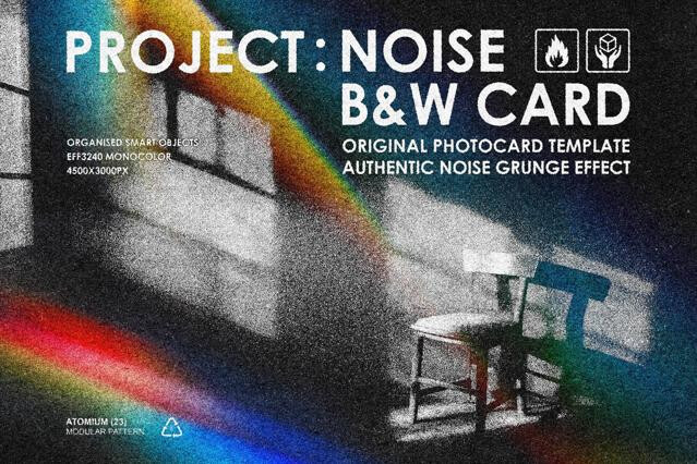B&W Noise Photo Card Effect