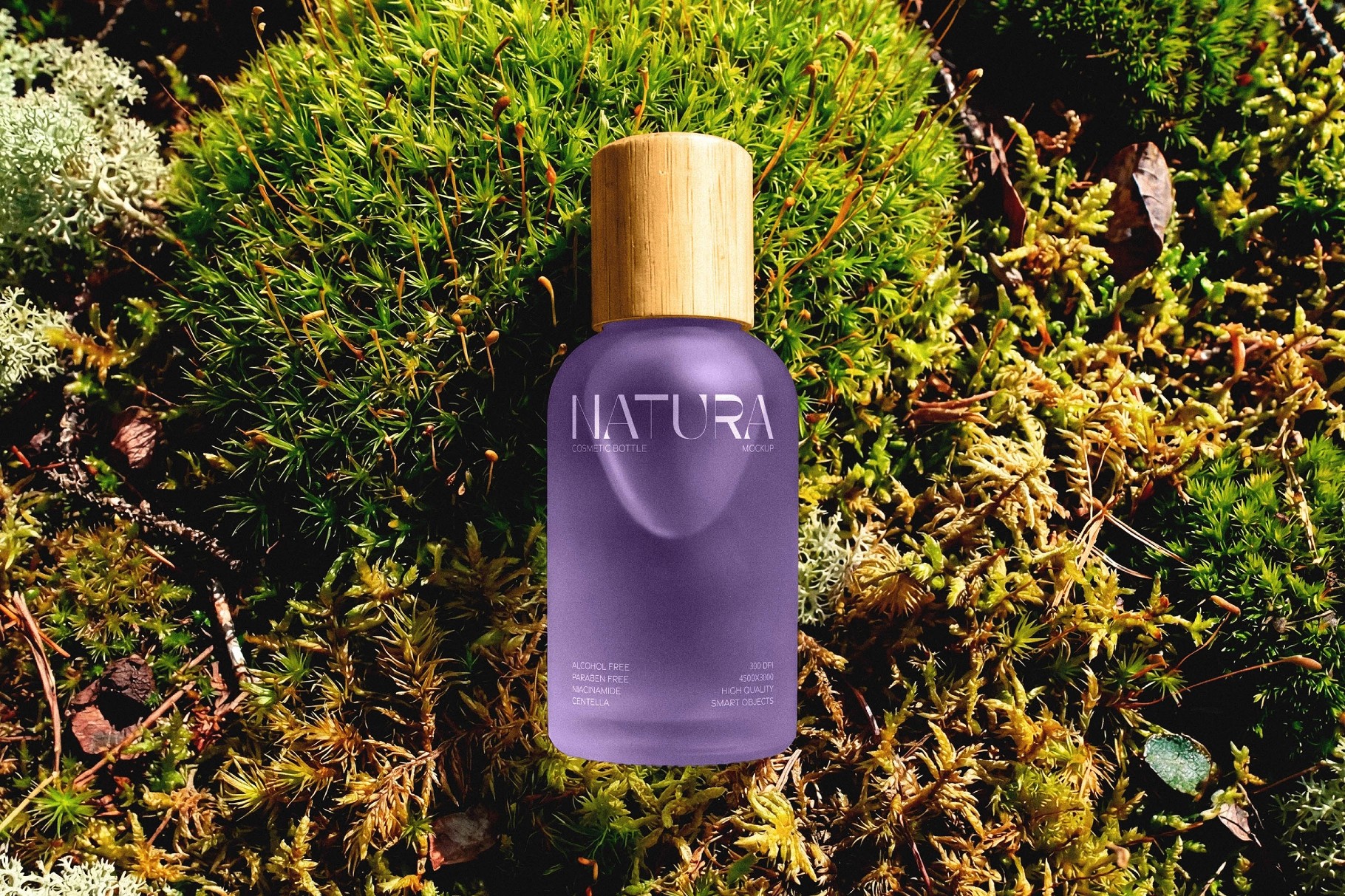 Frosted Cosmetic Bottle Mockup in Moss