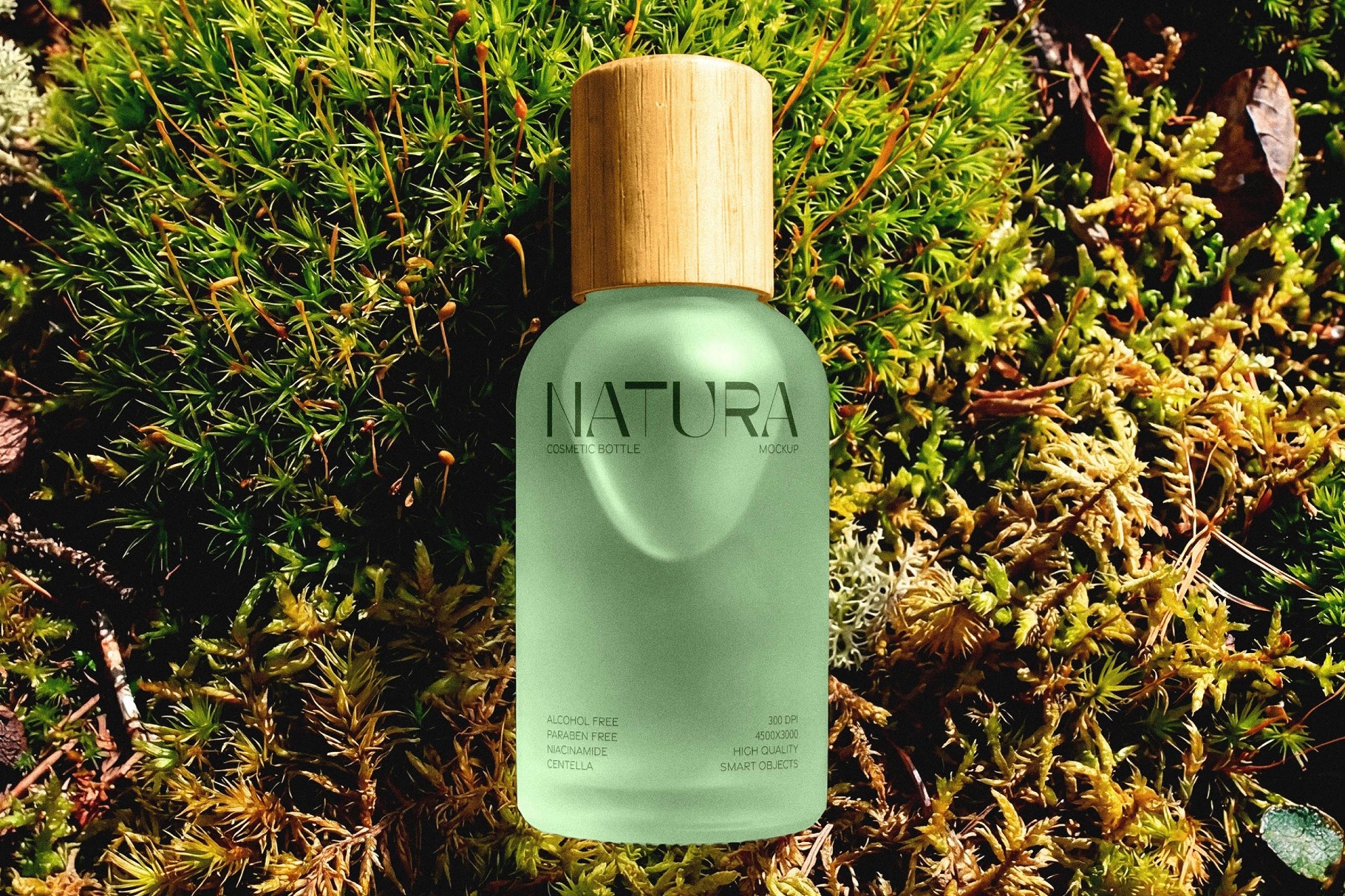 Frosted Cosmetic Bottle Mockup in Moss