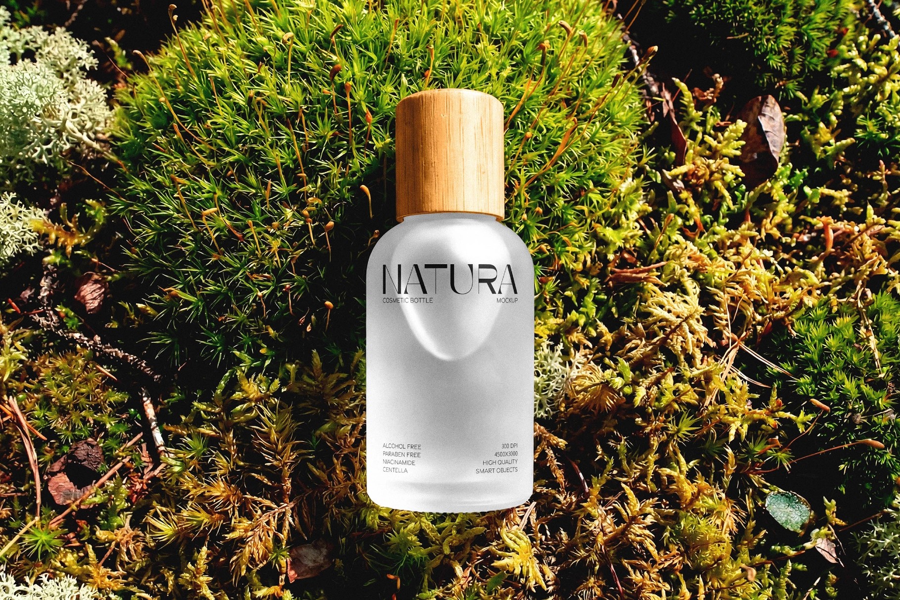 Frosted Cosmetic Bottle Mockup in Moss