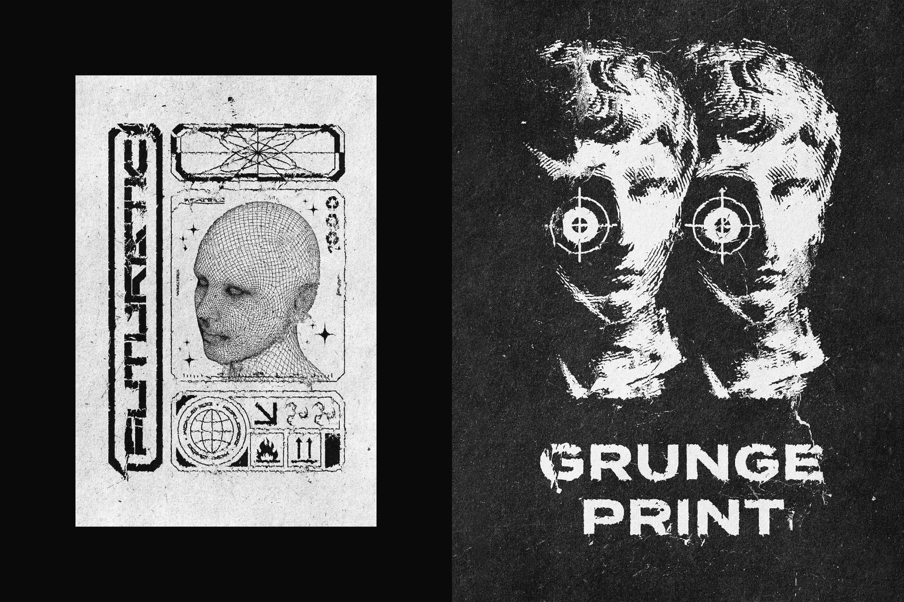 Grunge Print Distortion Logo Effect