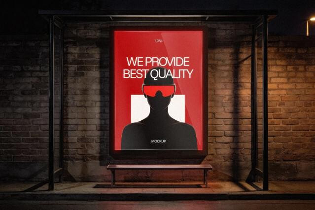 Bus Stop Advertising Billboard Mockup