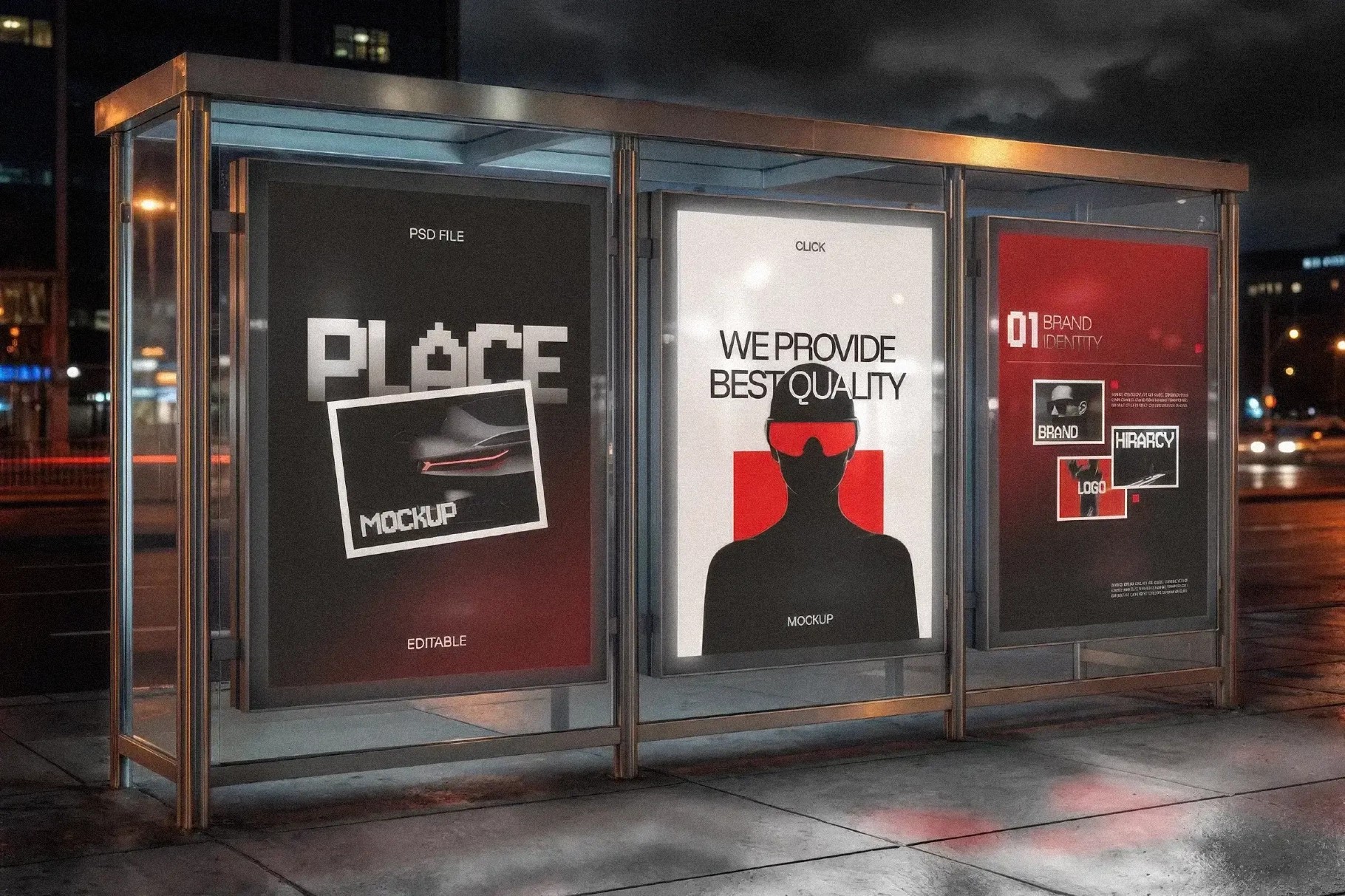 Bus Stop Advertising Billboard Mockup