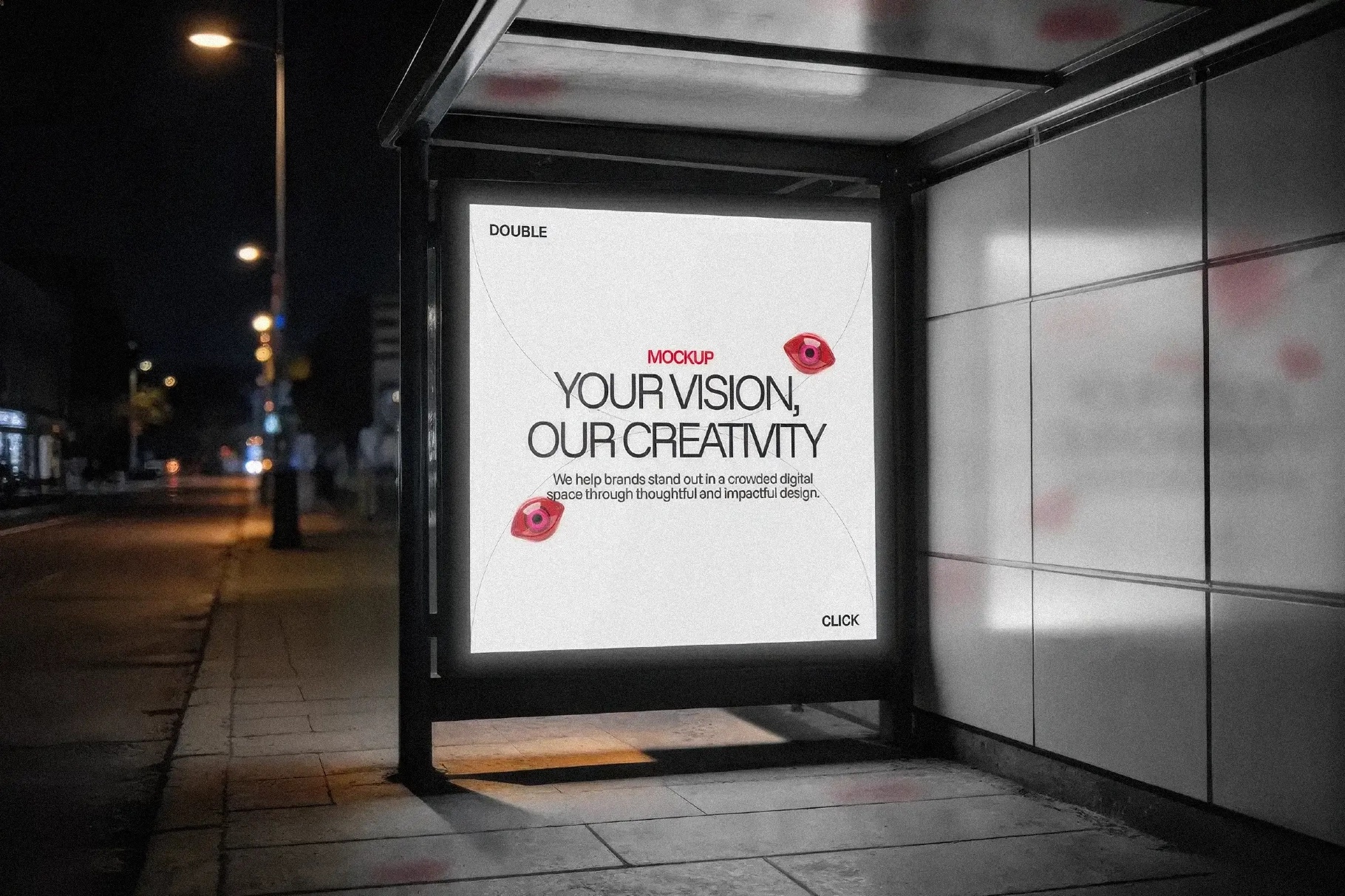 Bus Stop Advertising Billboard Mockup