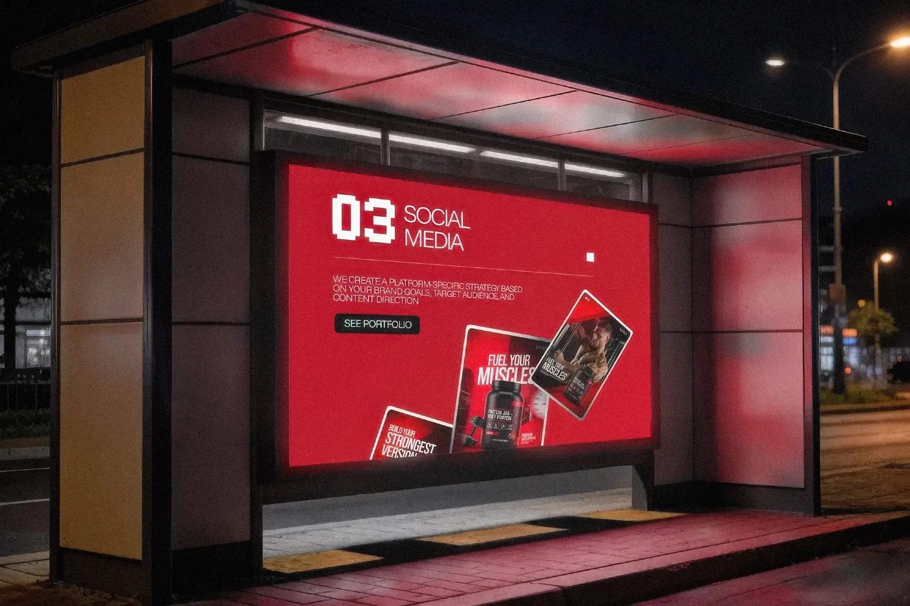 Bus Stop Advertising Billboard Mockup