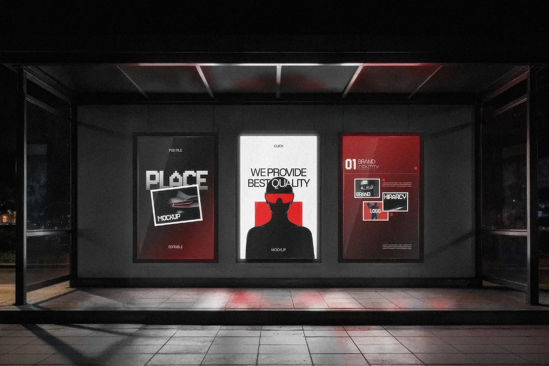 Bus Stop Advertising Billboard Mockup