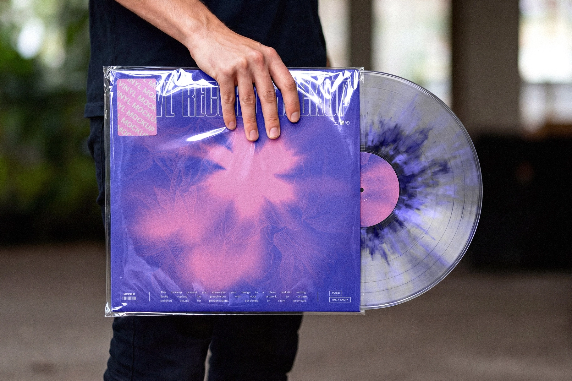 Vinyl Record Cover Mockup in Hand