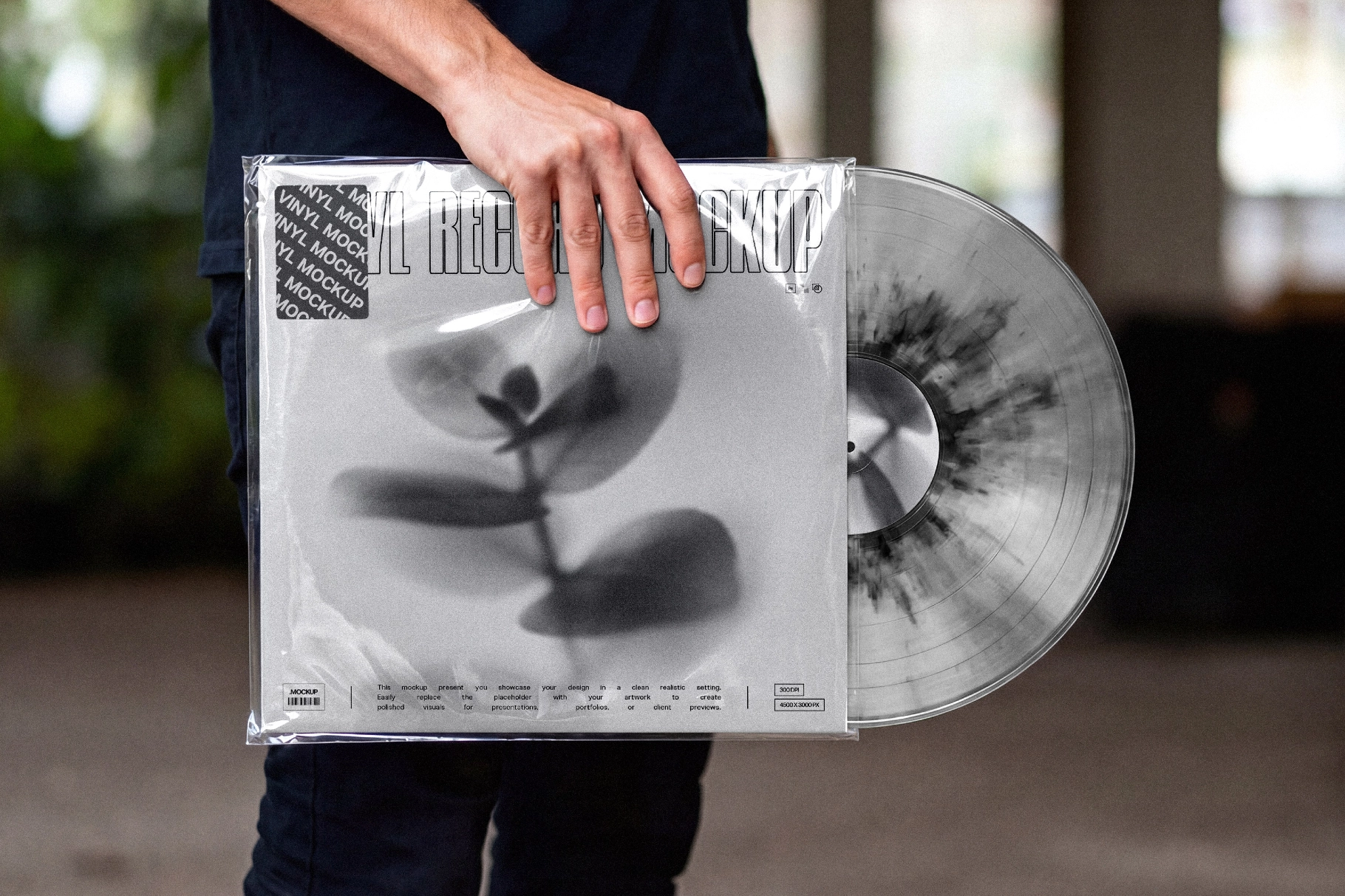Vinyl Record Cover Mockup in Hand