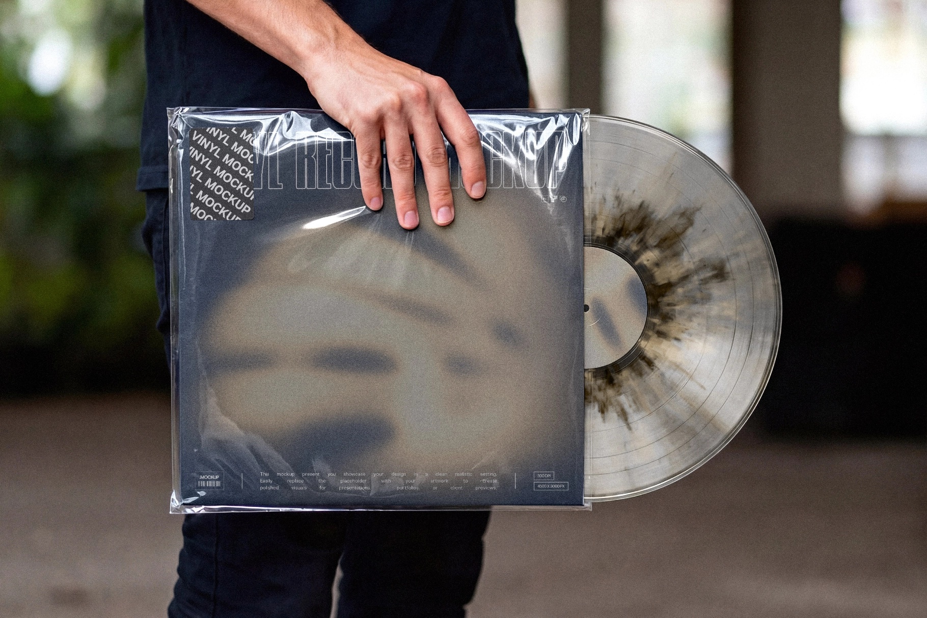 Vinyl Record Cover Mockup in Hand