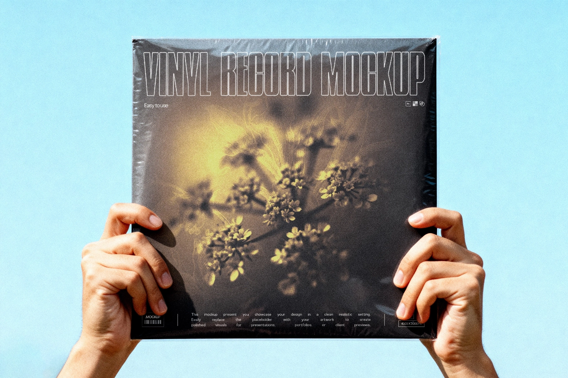 Vinyl Record Cover Mockup in Hands