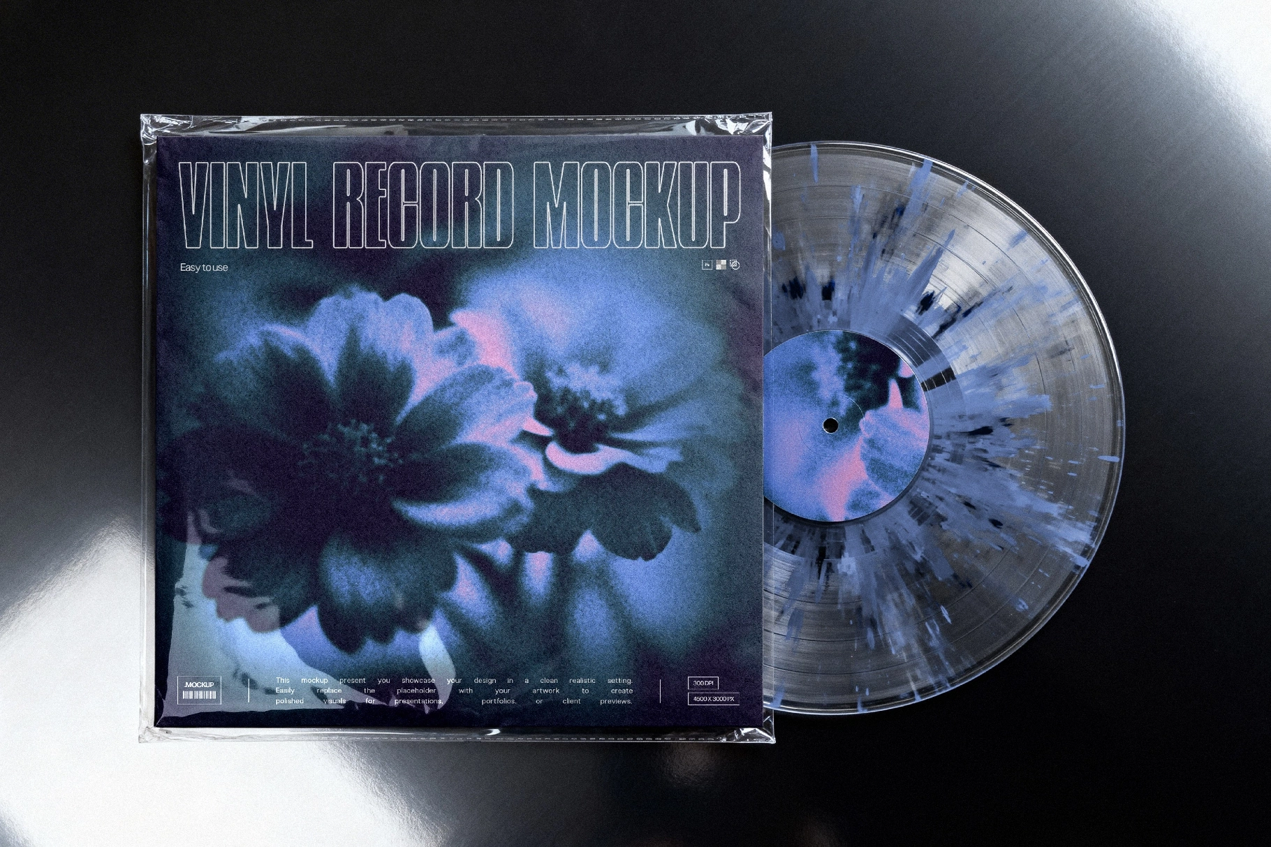 Vinyl Record Sleeve Mockup with Disc