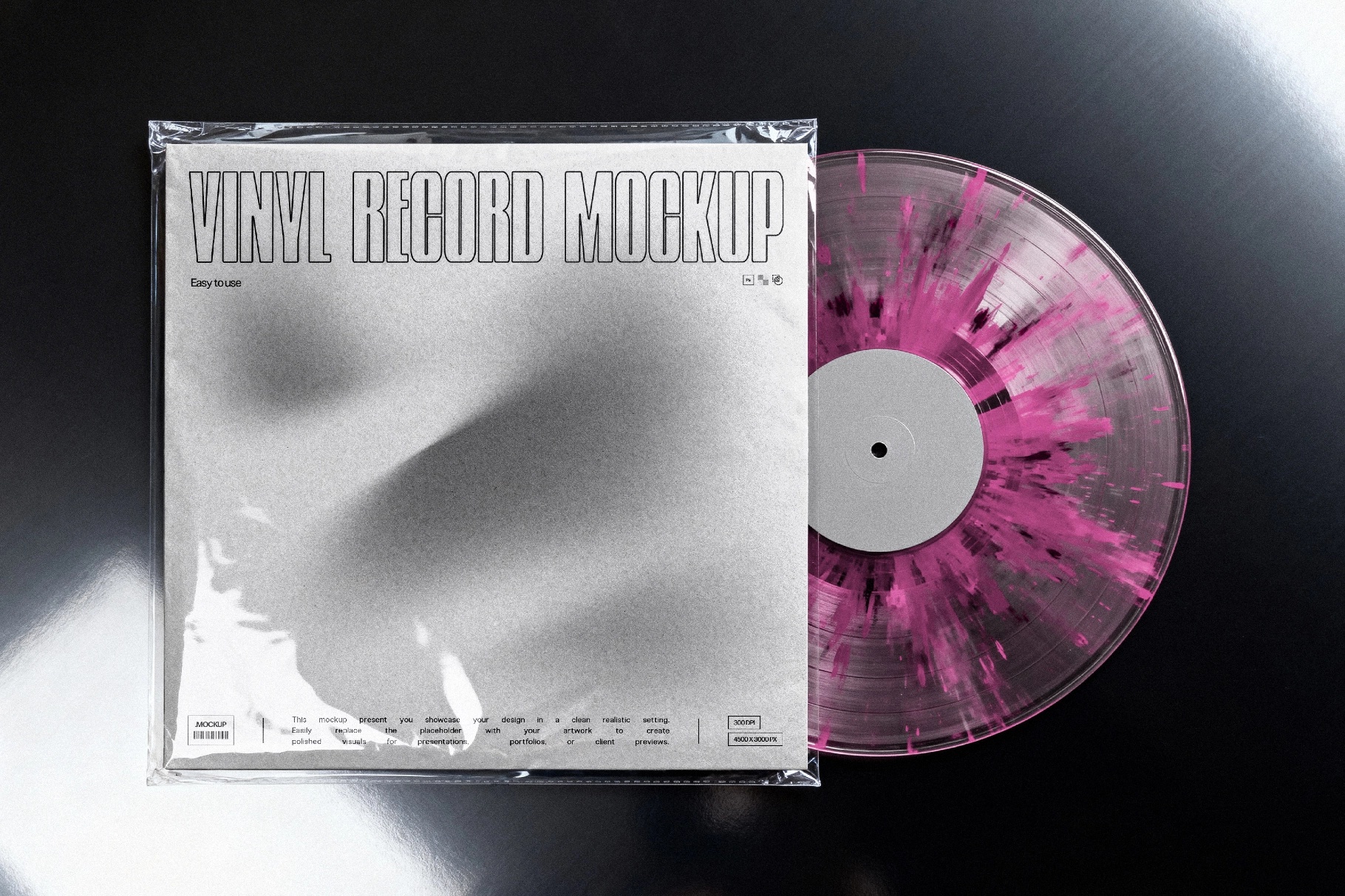 Vinyl Record Sleeve Mockup with Disc
