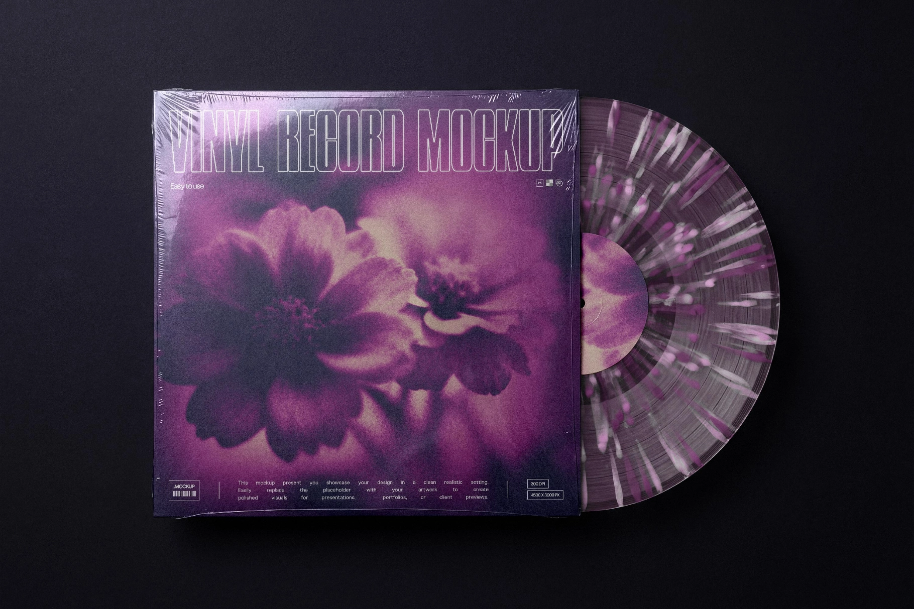 Vinyl LP Sleeve Mockup with Record