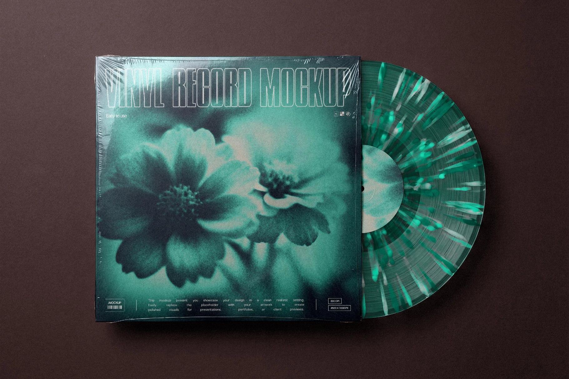 Vinyl LP Sleeve Mockup with Record