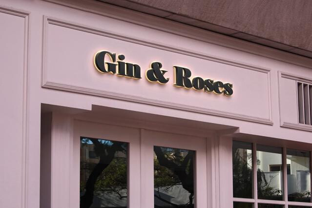 Luminous 3D Sign on Paneled Facade Mockup