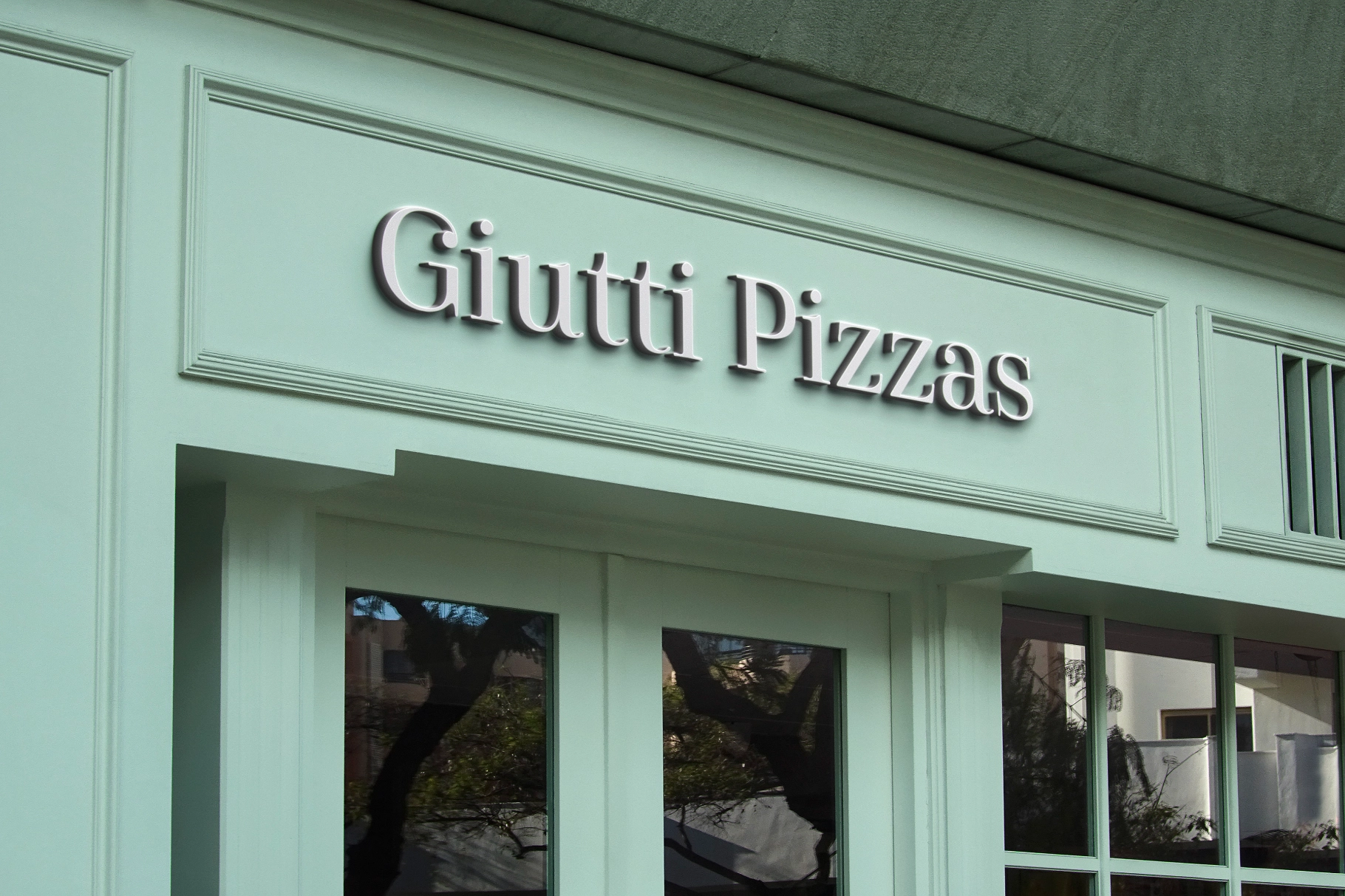 Luminous 3D Sign on Paneled Facade Mockup