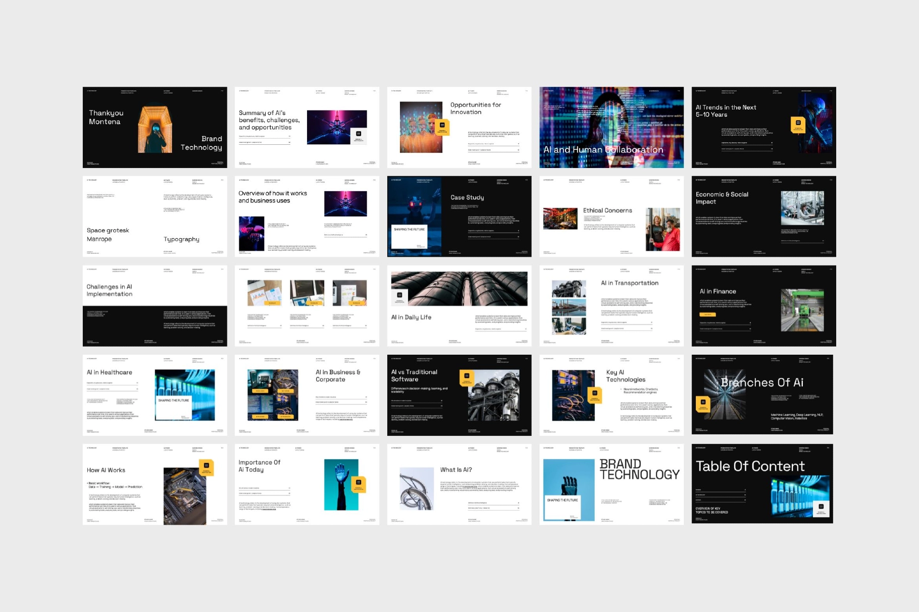 AI Technology Brand PowerPoint Template - Montena