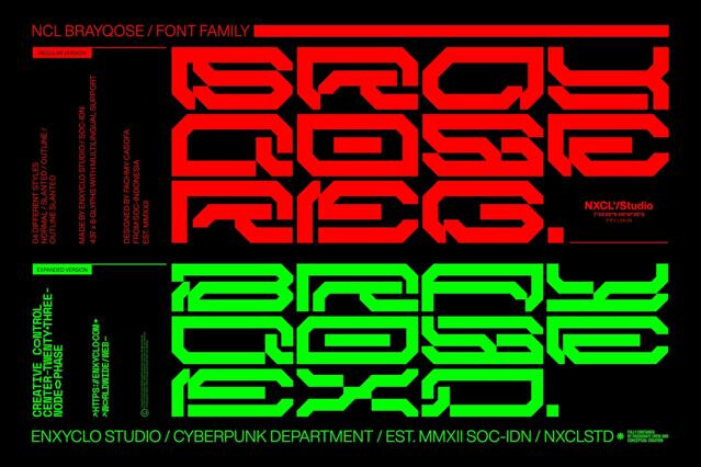 NCL Brayqose - Cyberpunk Futuristic Display Font