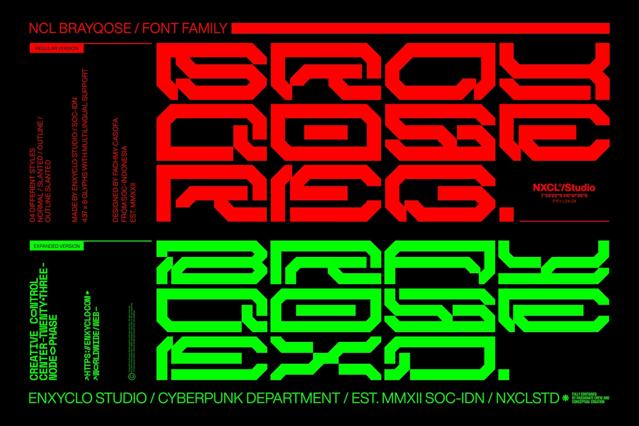 NCL Brayqose - Cyberpunk Futuristic Display Font