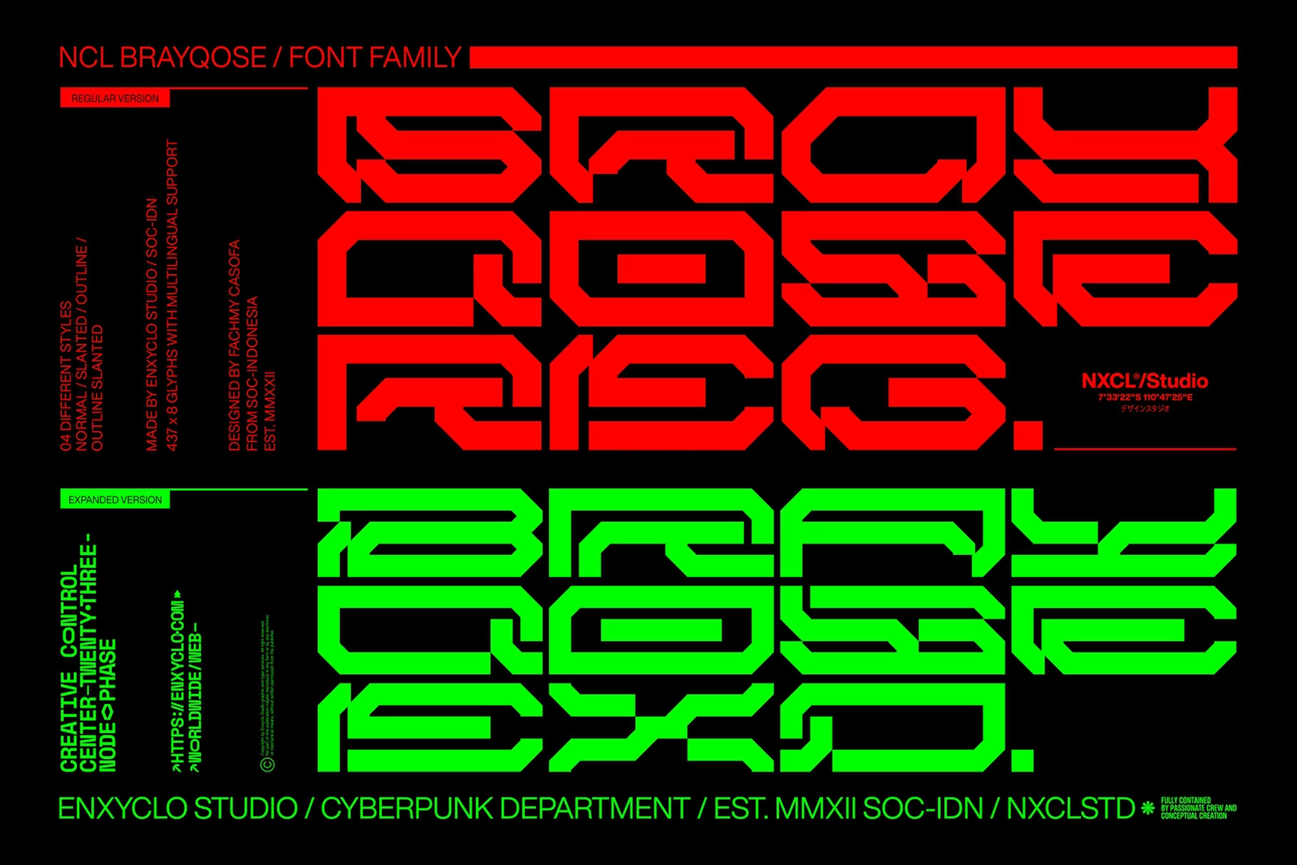NCL Brayqose - Cyberpunk Futuristic Display Font
