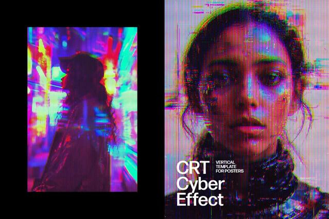 Cyber CRT Poster Photo Effect