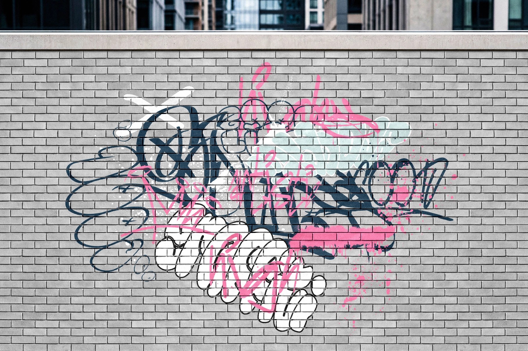 Urban Brick Wall Mural Mockup