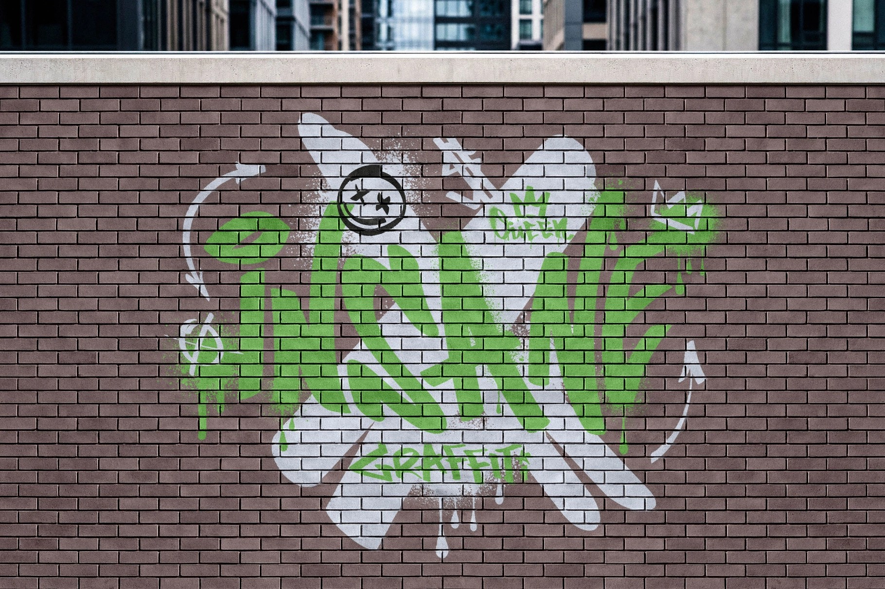 Urban Brick Wall Mural Mockup