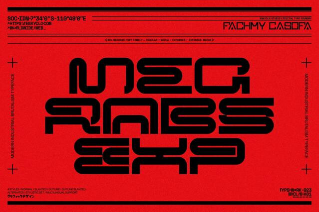 Megrabs - Futuristic Mecha Font Family