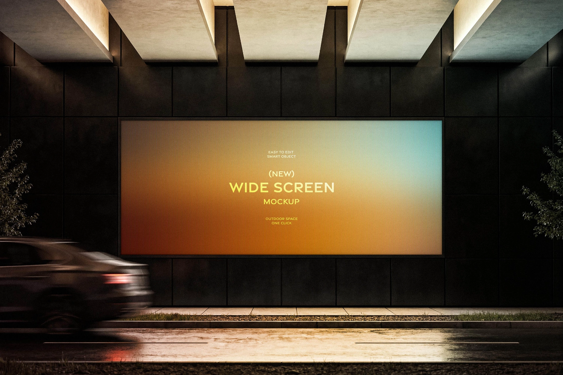 Outdoor Wide Screen Billboard Mockup