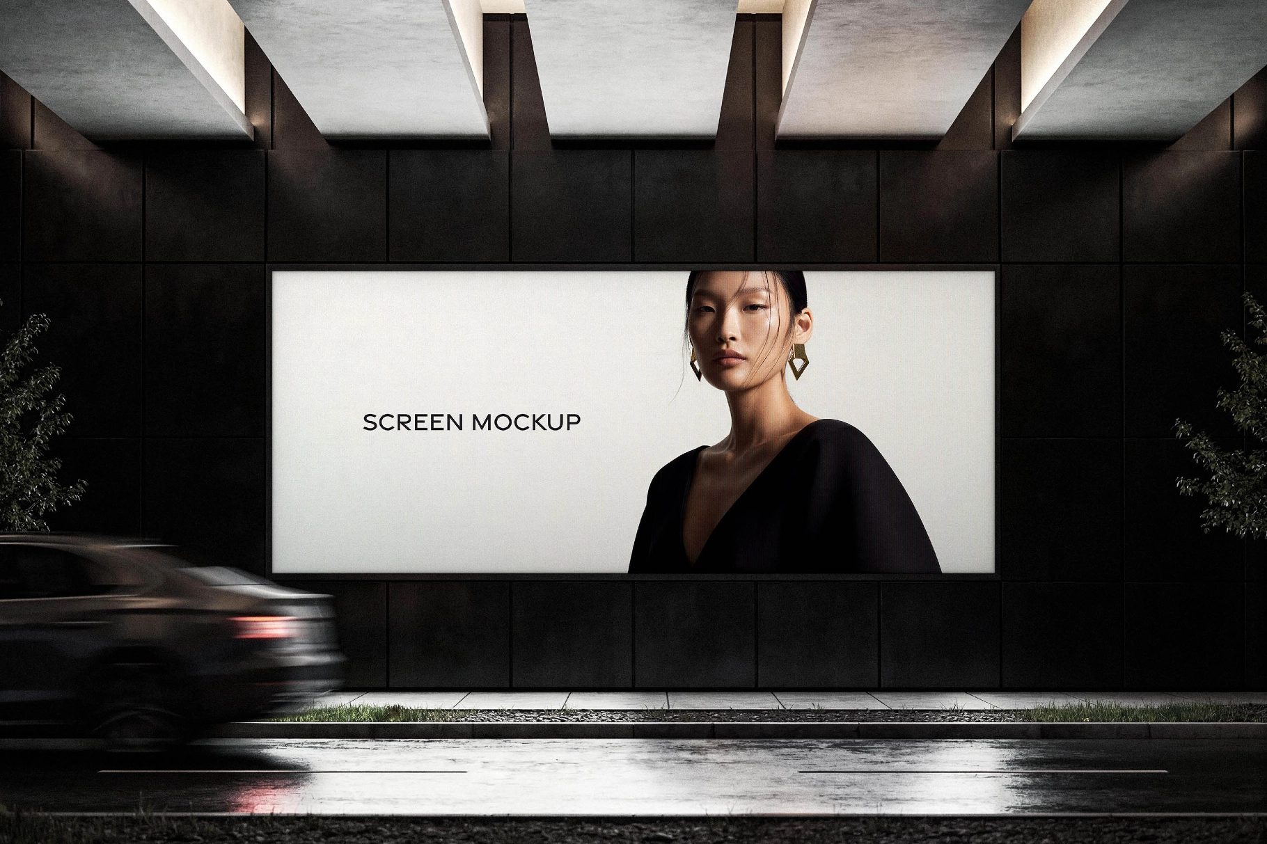 Outdoor Wide Screen Billboard Mockup