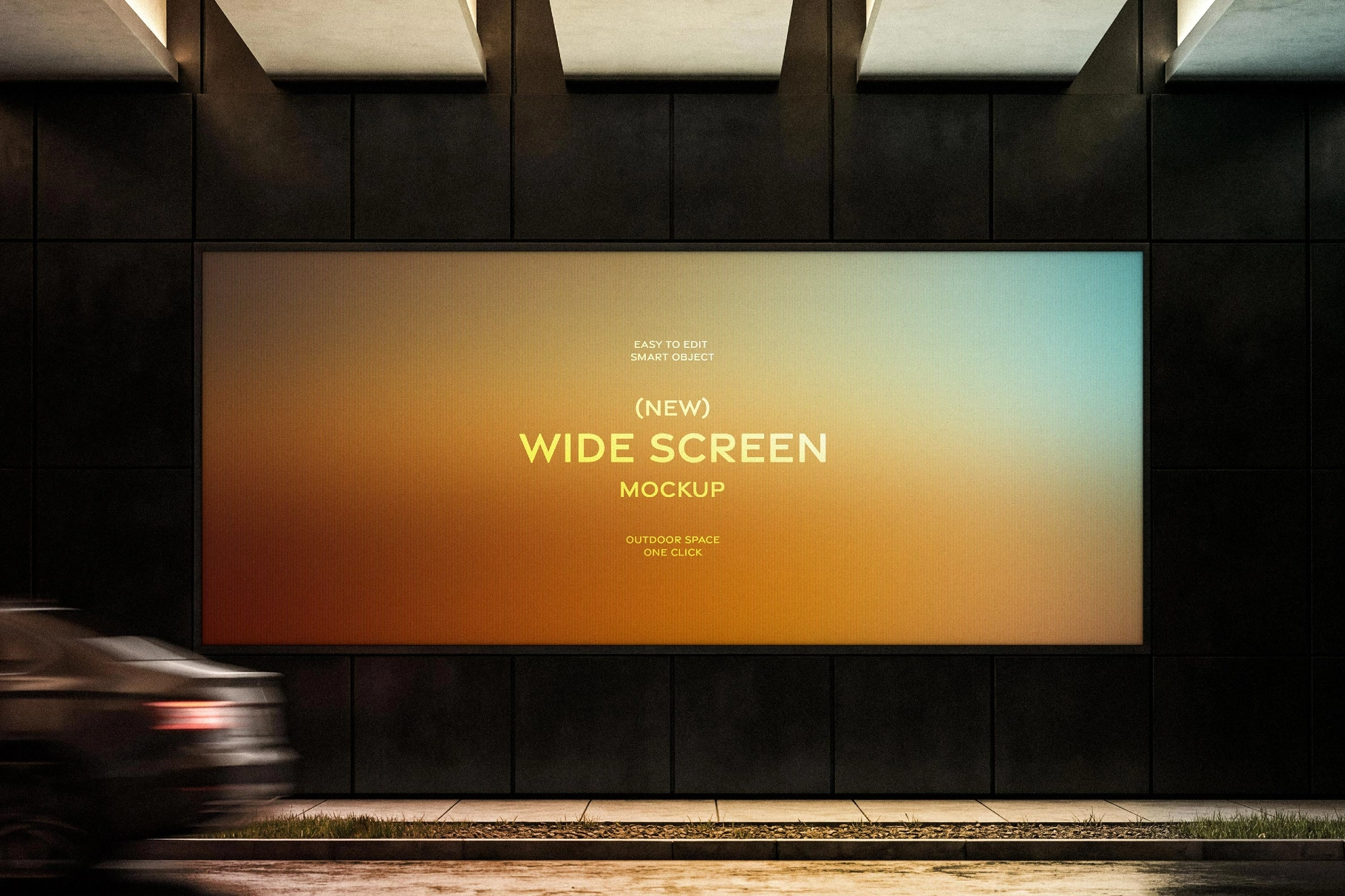 Outdoor Wide Screen Billboard Mockup