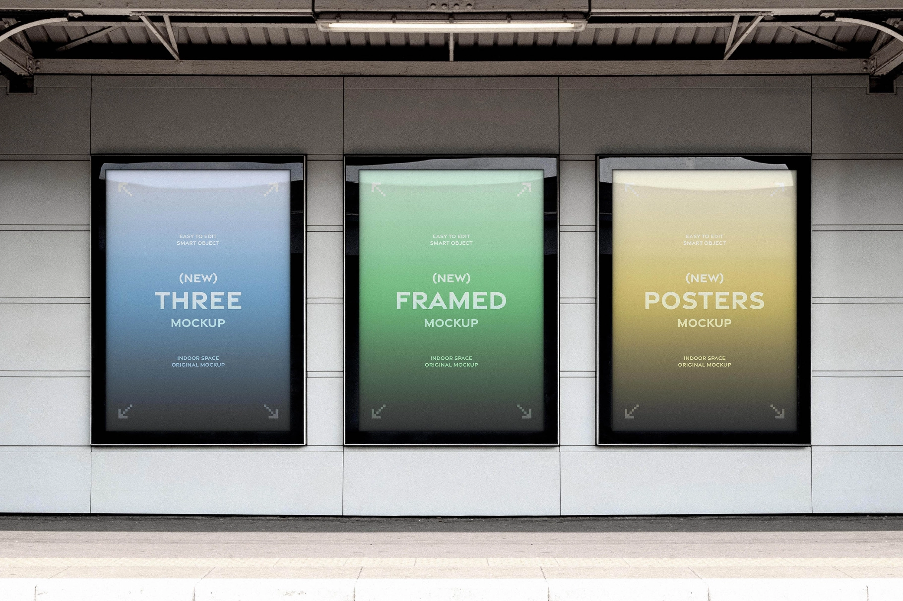 Triple Framed Poster Wall Mockup
