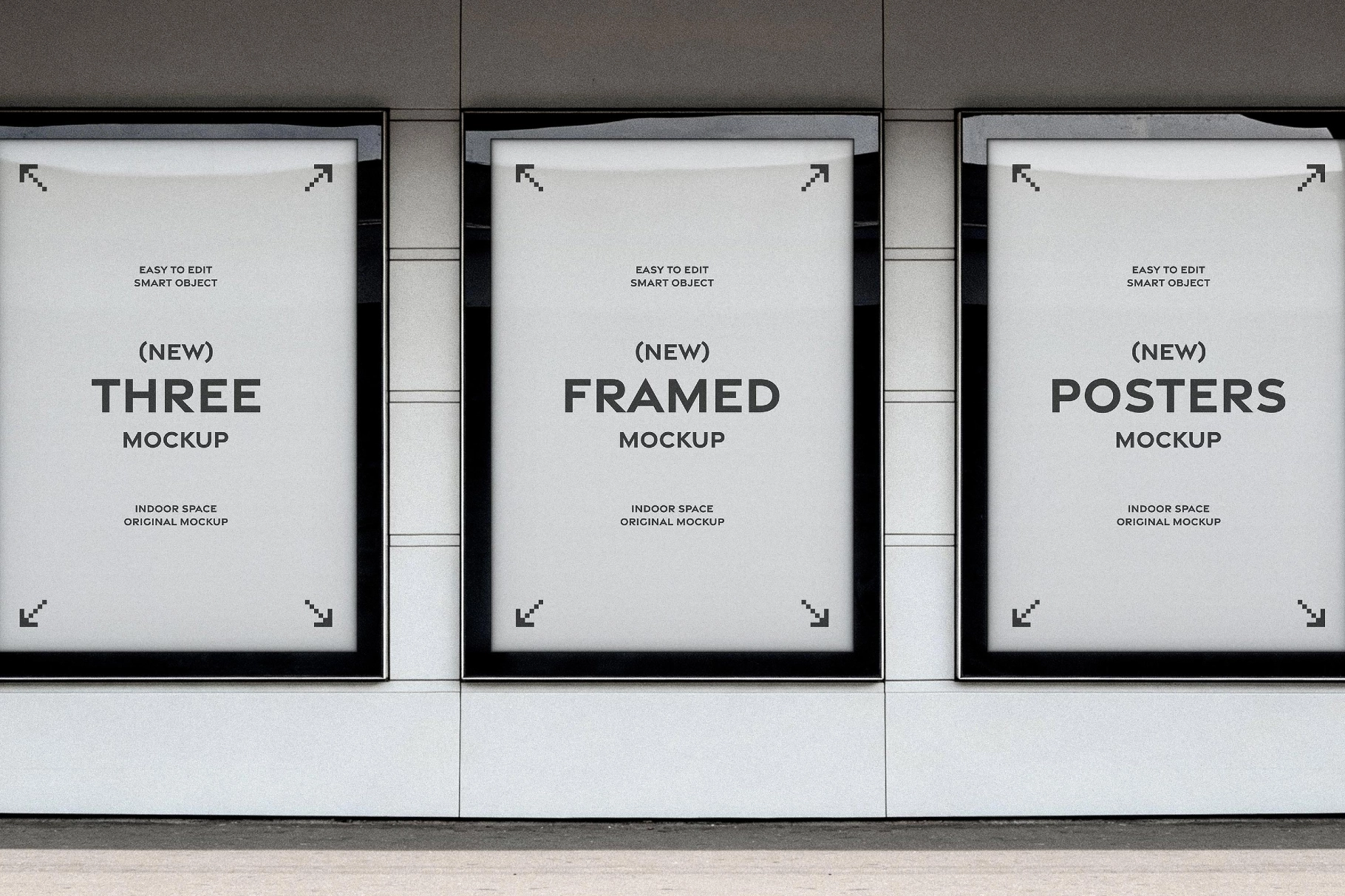 Triple Framed Poster Wall Mockup