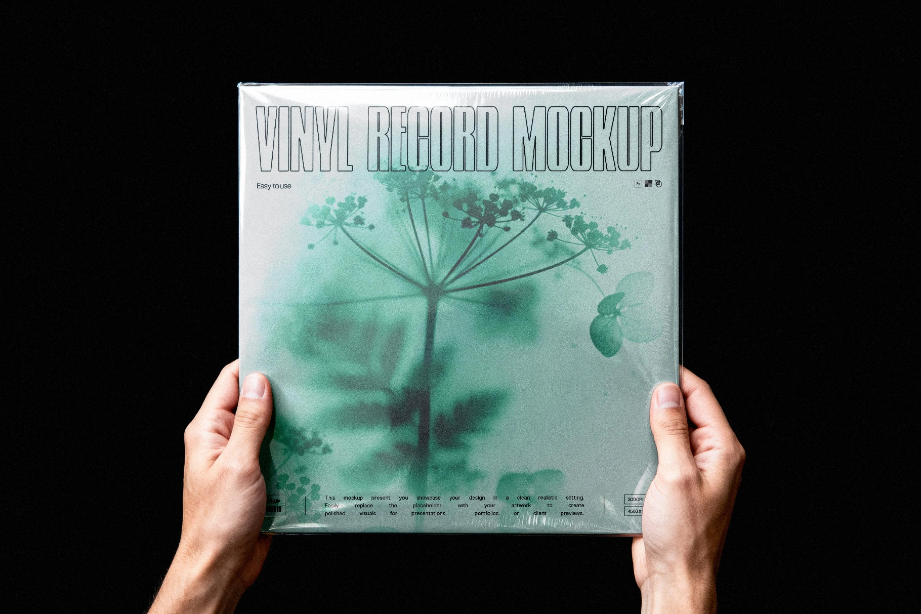 Hands Holding Vinyl Record Cover Mockup