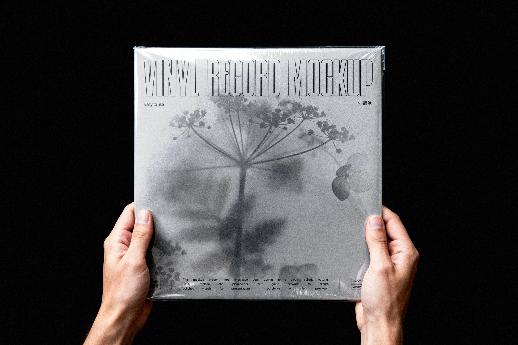 Hands Holding Vinyl Record Cover Mockup