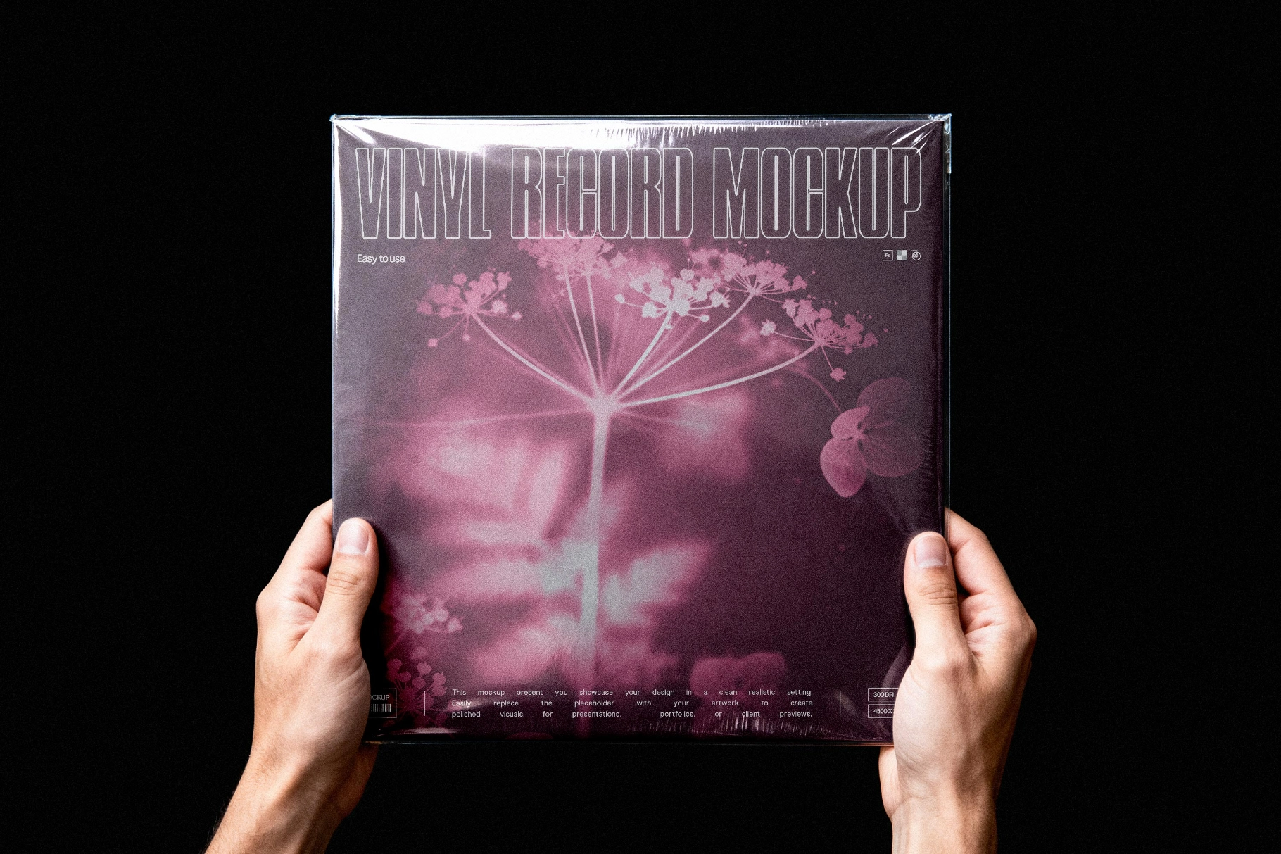 Hands Holding Vinyl Record Cover Mockup