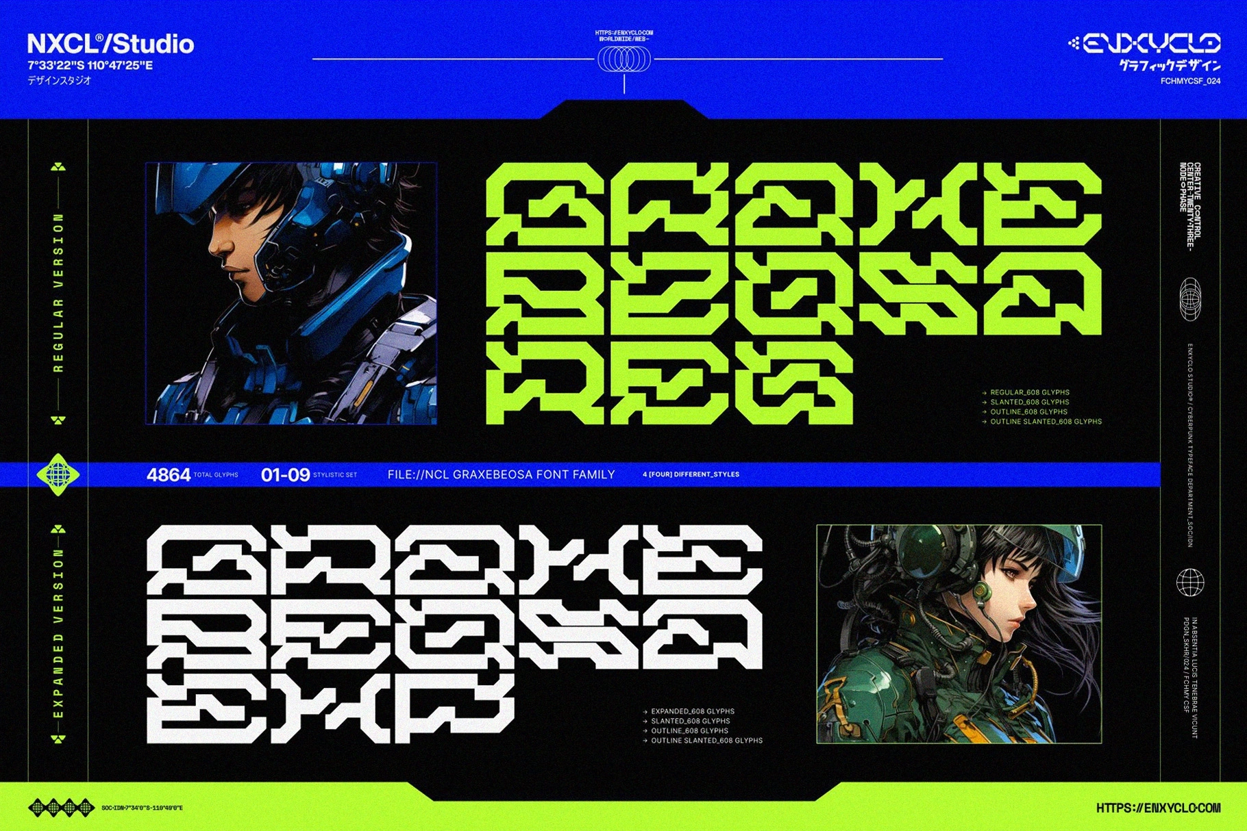 NCL Graxe Beosa - Cyberpunk Display Font Family