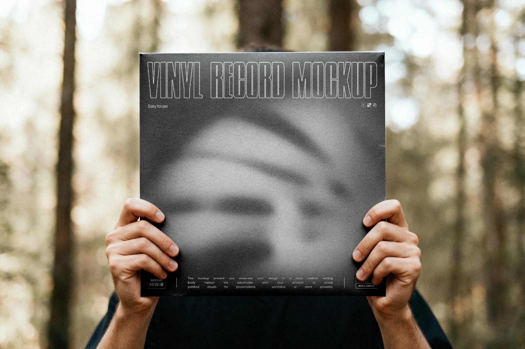 Handheld Vinyl Record Cover Mockup