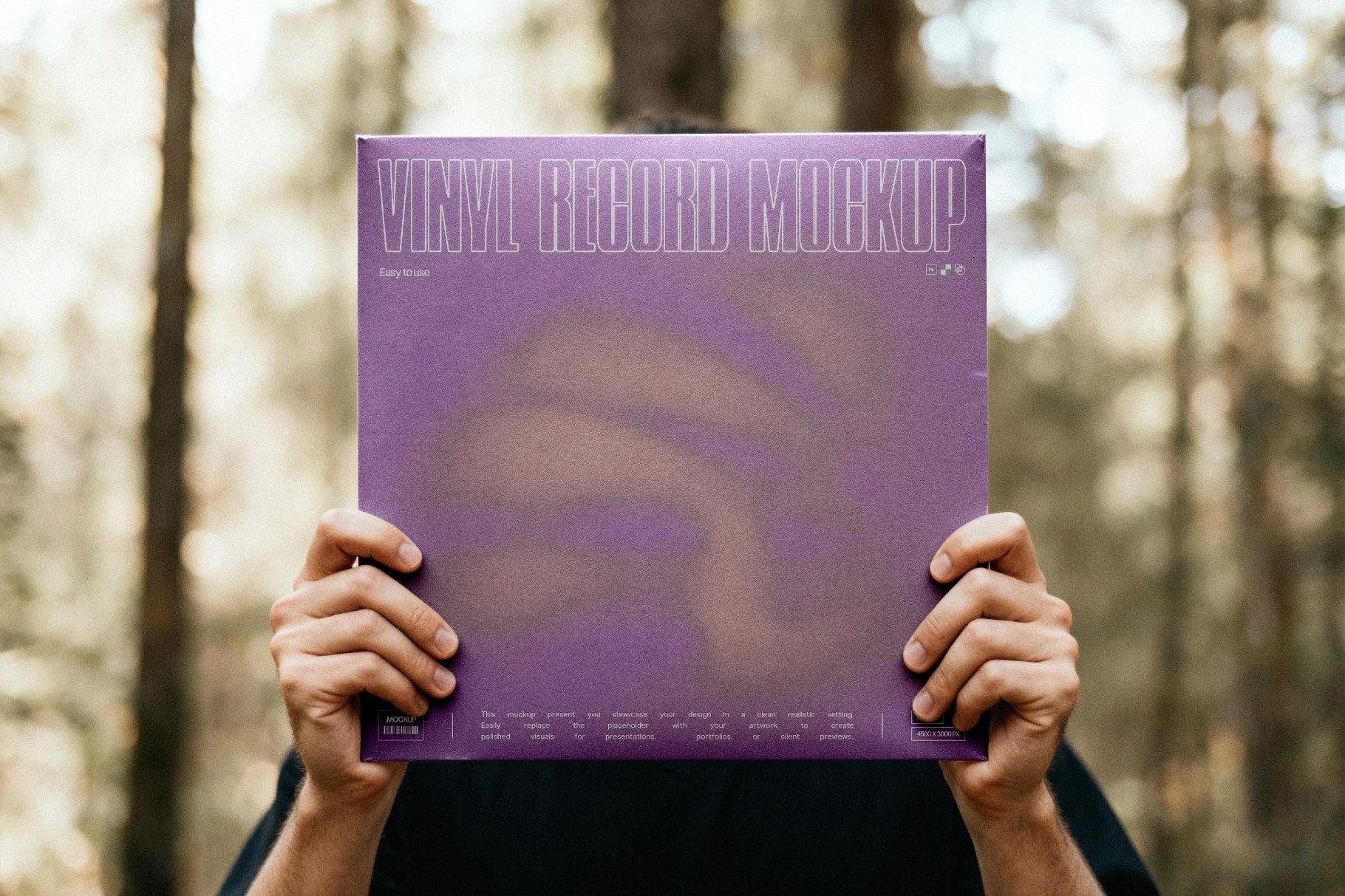 Handheld Vinyl Record Cover Mockup